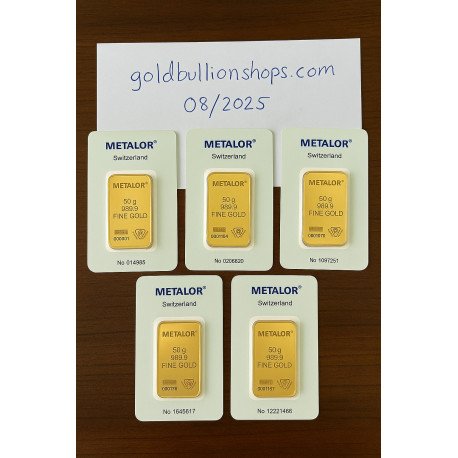 Metalor 50 Gram Gold Bar - 50g Gold Bar - peninsulahcap